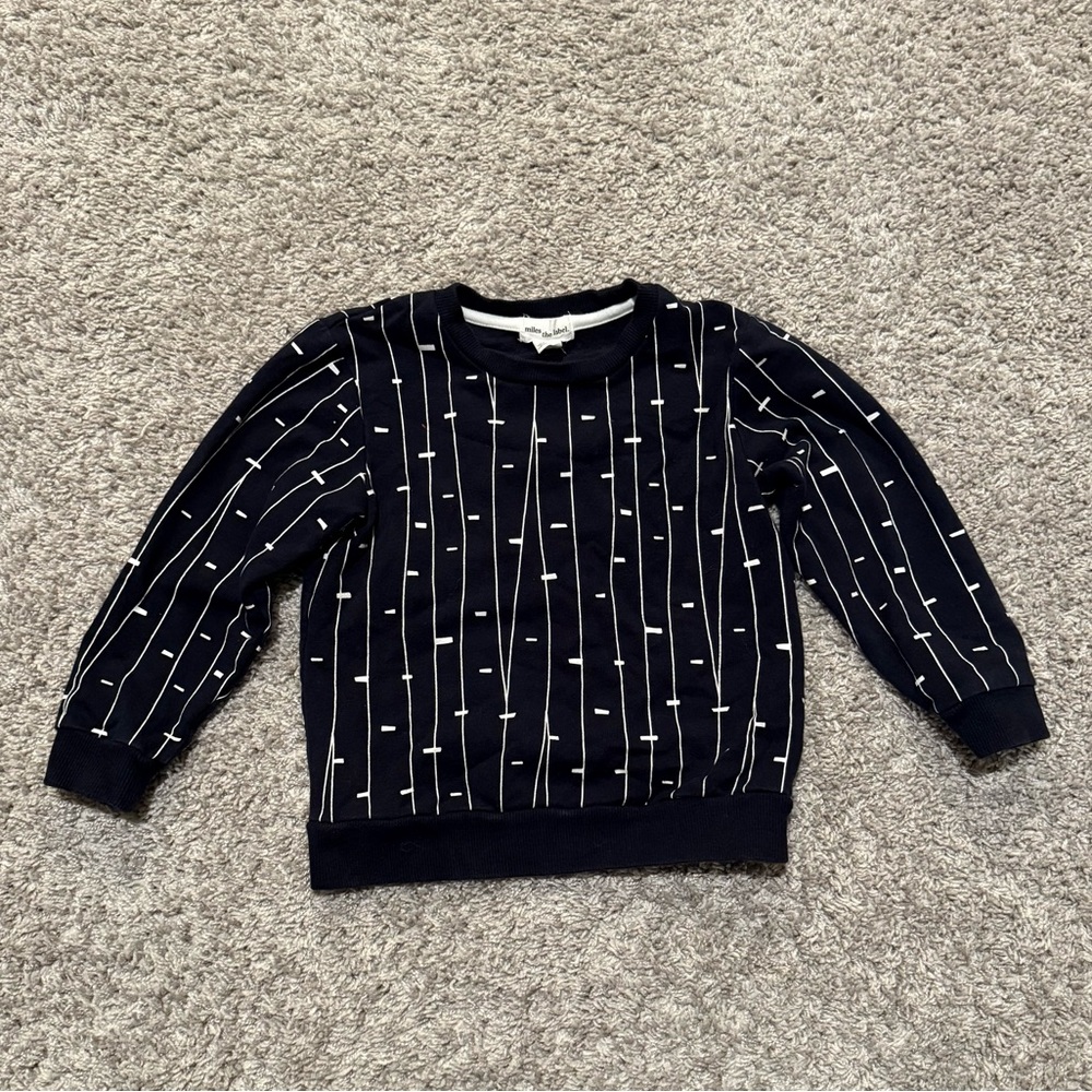 Miles the Label Navy Blue Kids Sweatshirt with White Pattern